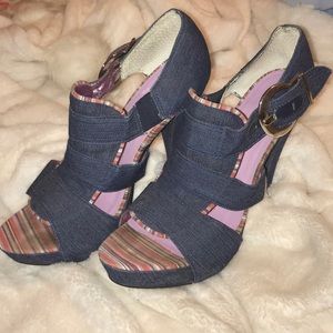 Denim heels